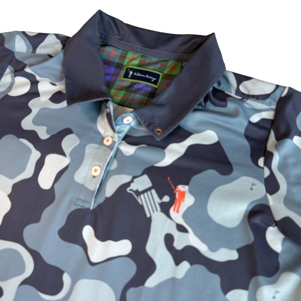 William Murray Golf Womens XL Blue Camo Golf Course Polo Shirt Tito's Vodka